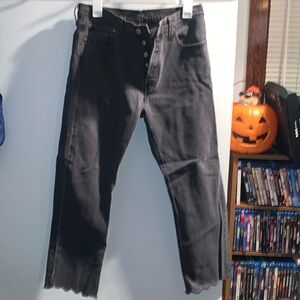 Black womens levis 501 - scalloped raw hem line